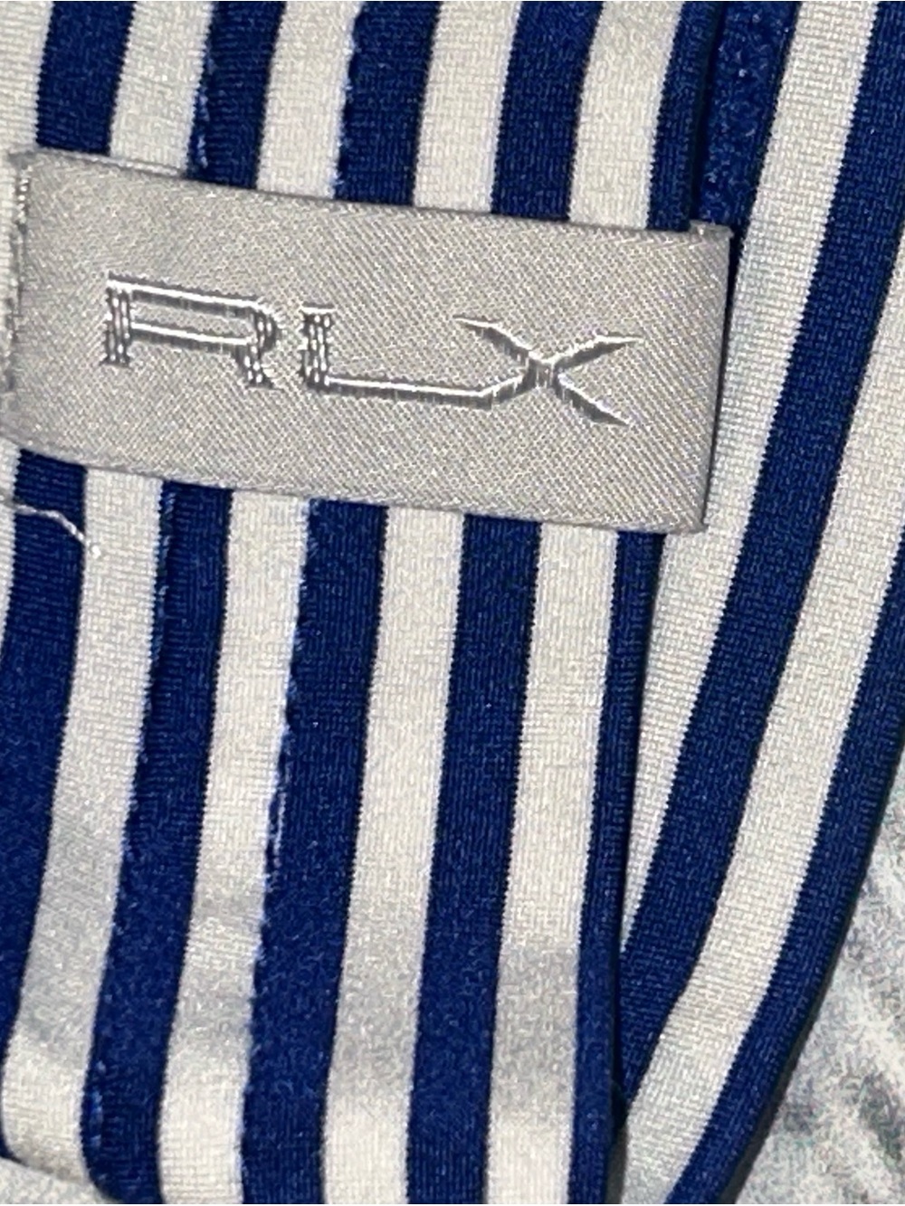 RLX Ralph Lauren Mens Golf Polo Shirt Size XL Blue White Striped Performance - Picture 2 of 8